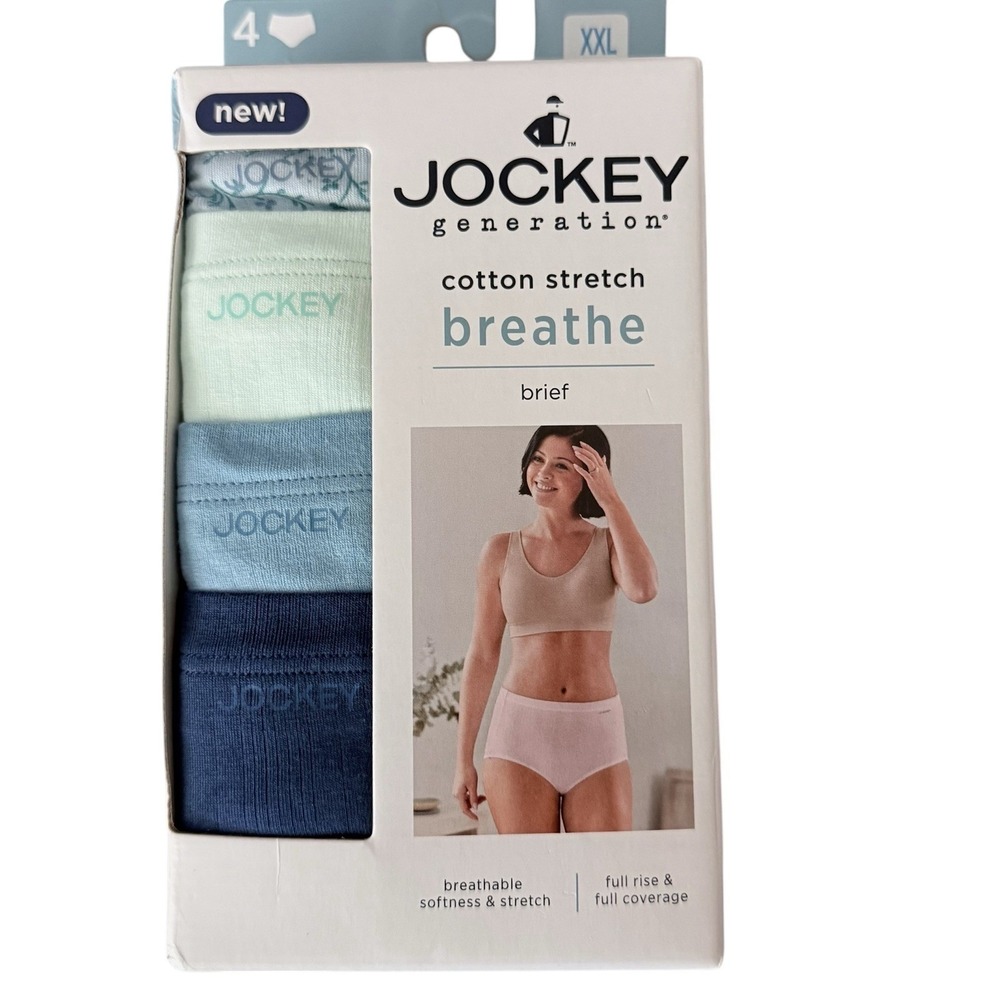 Jockey Generation Women's XXL 4pk Cotton Stretch Briefs - Blue XXL NIB